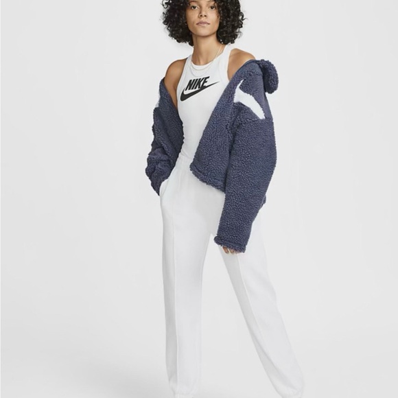 Women's Navy Nike Teddy Fleece Jacket Double Swoosh - Picture 5 of 9